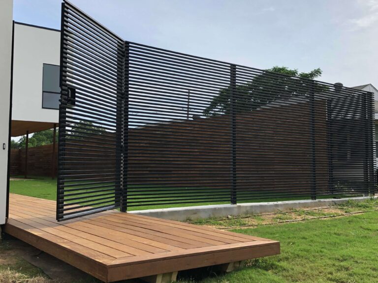 metal fence with entry gate